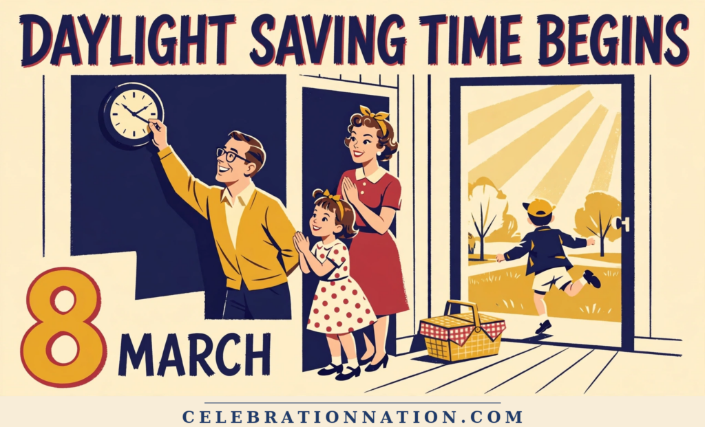 Daylight Saving Time Begins illustration, March 8