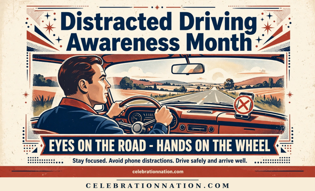 Distracted Driving Awareness Month poster