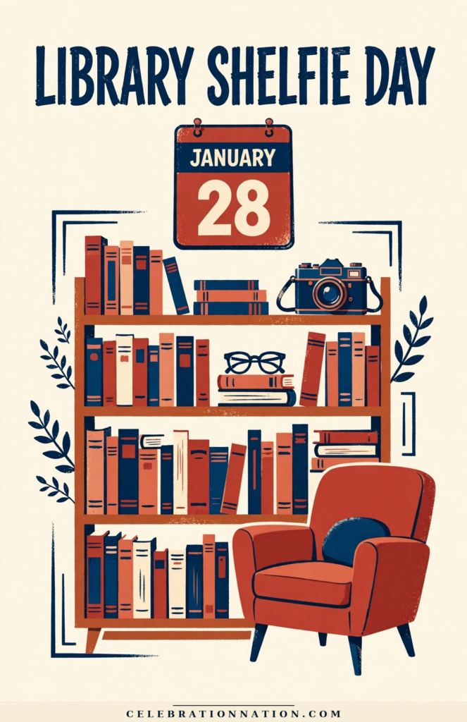 Library Shelfie Day illustration, January 28