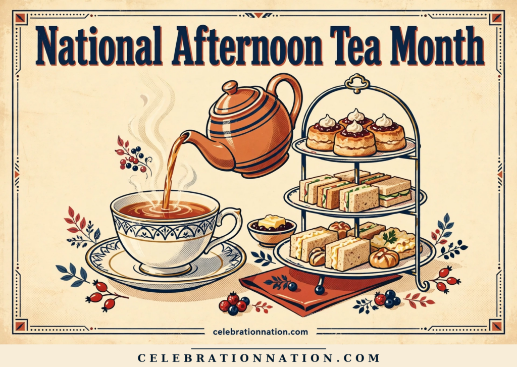 National Afternoon Tea Month poster