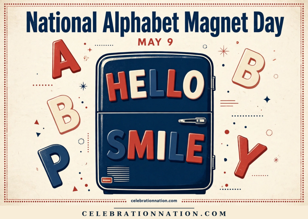 National Alphabet Magnet Day illustration, MAY 9