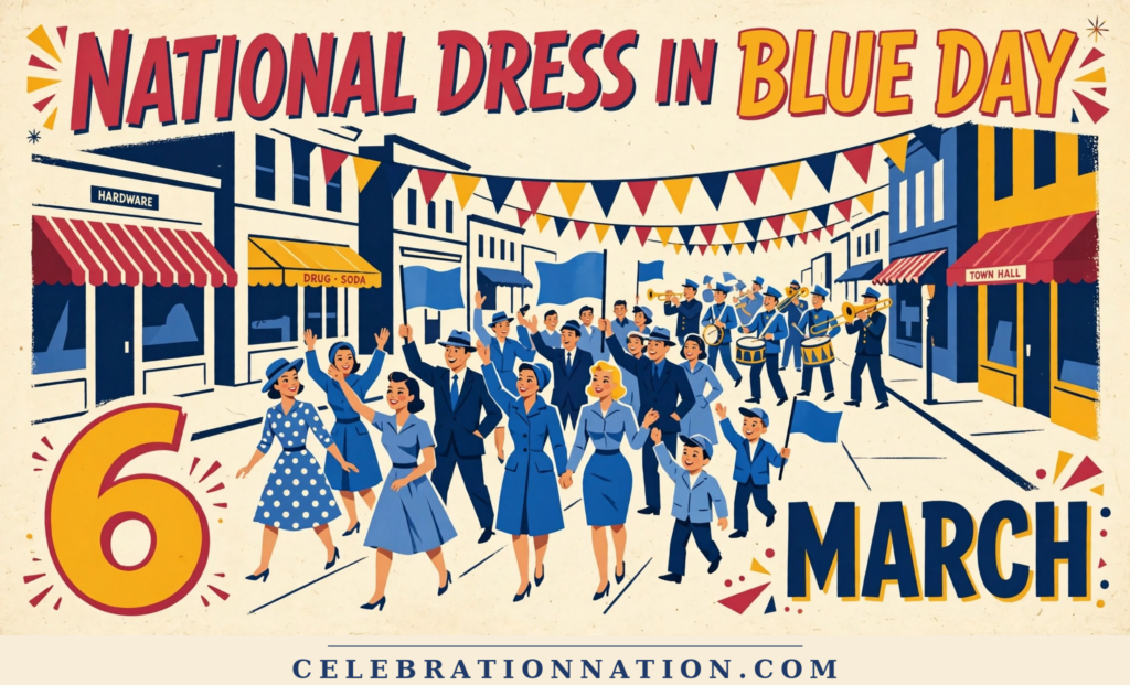 National Dress in Blue Day illustration, March 6