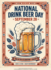 National Drink Beer Day illustration, September 28