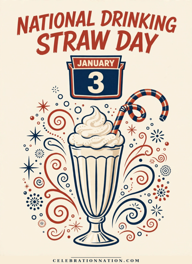 National Drinking Straw Day poster