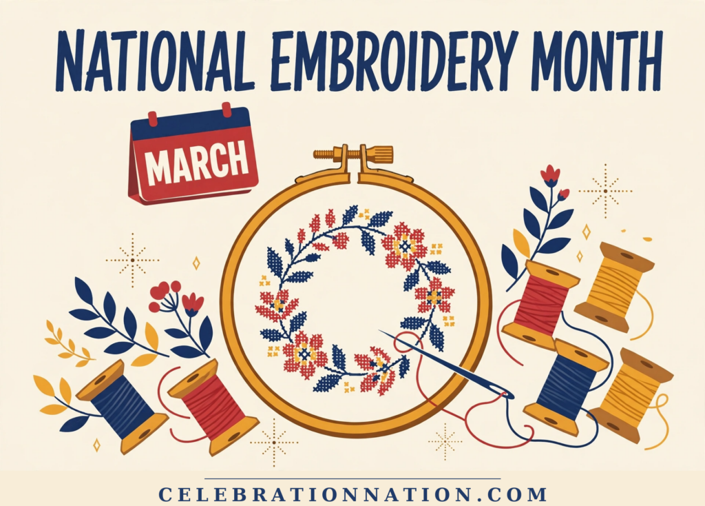 National Embroidery Month poster