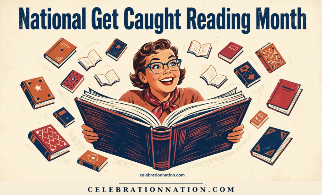National Get Caught Reading Month poster