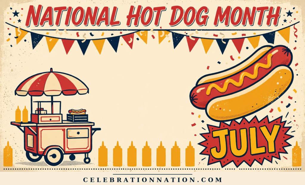 National Hot Dog Month poster