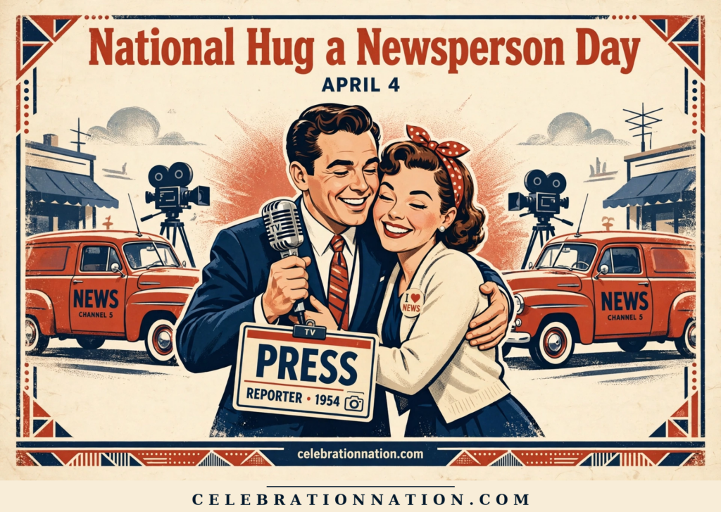 National Hug a Newsperson Day illustration, APRIL 4