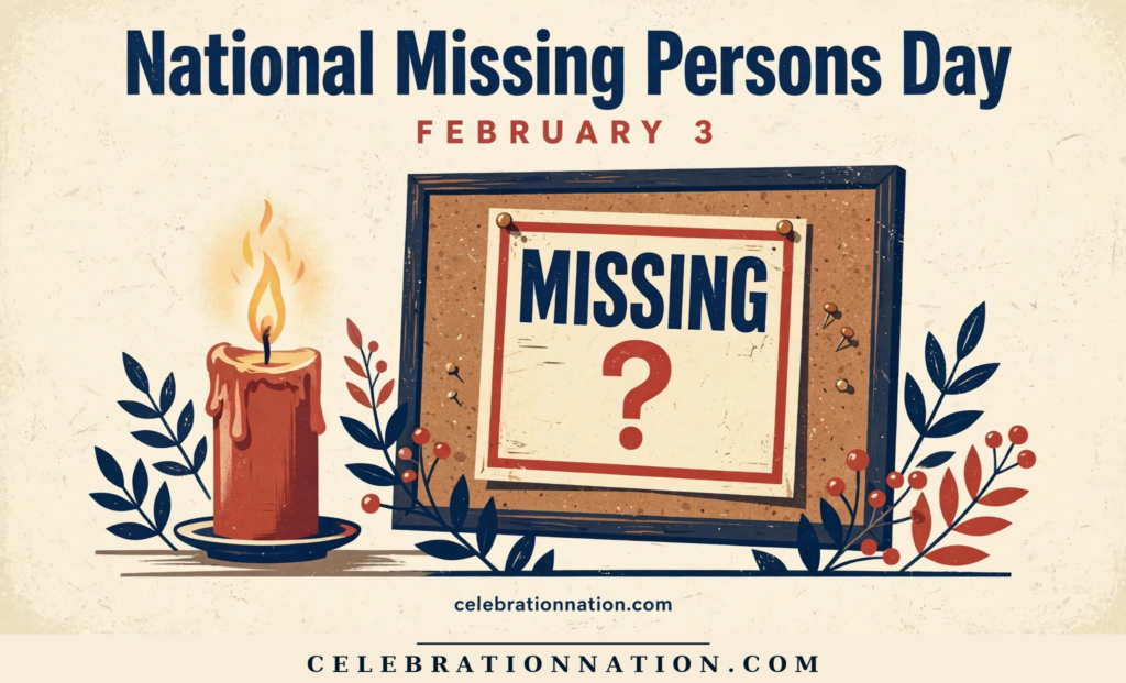 National Missing Persons Day illustration, FEBRUARY 3