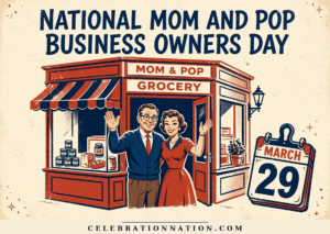 National Mom and Pop Business Owners Day illustration, March 29