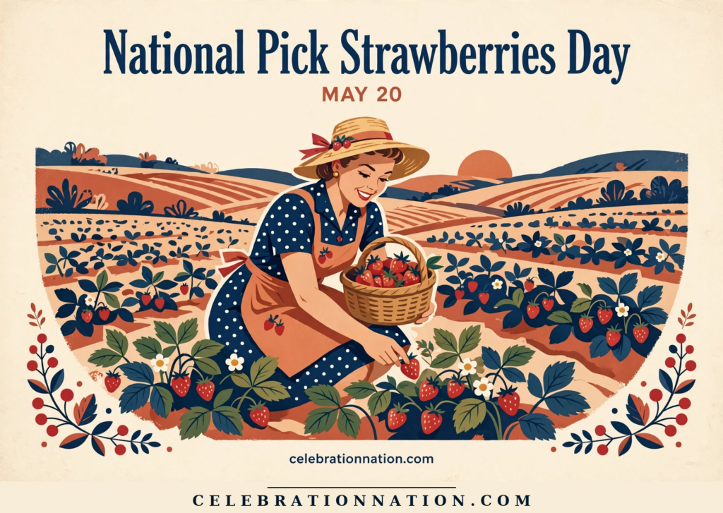 National Pick Strawberries Day poster