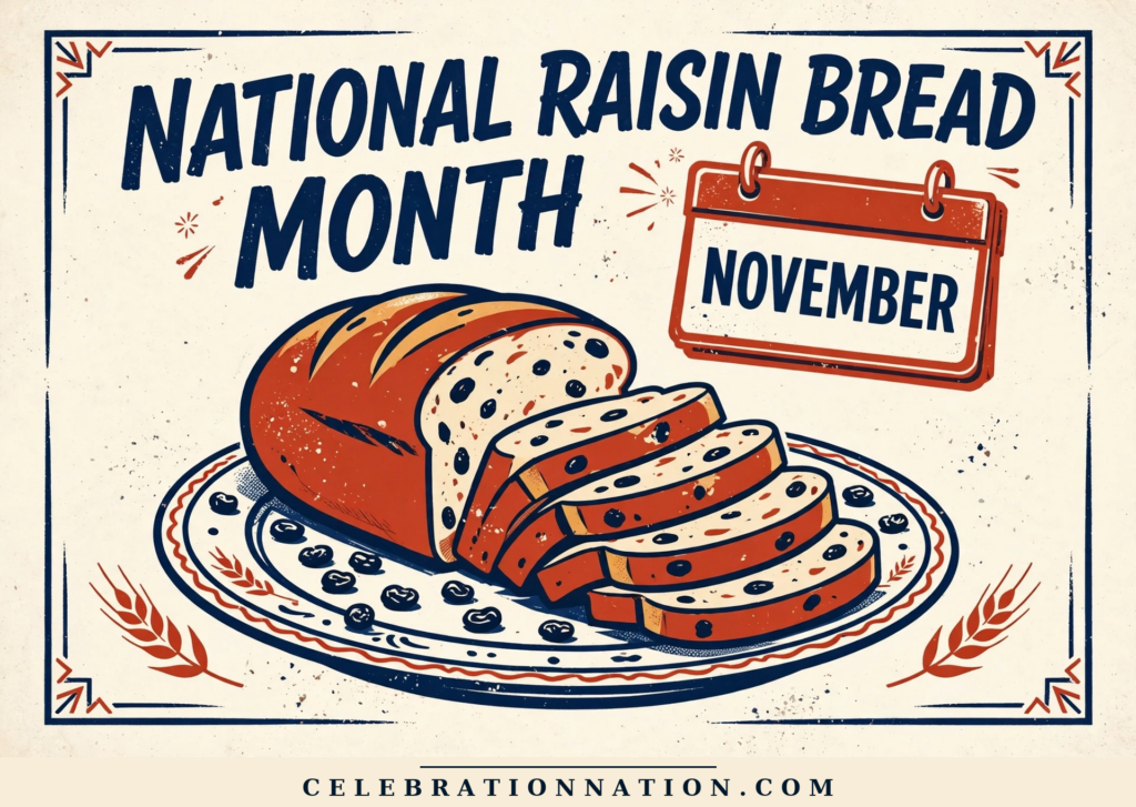 National Raisin Bread Month poster