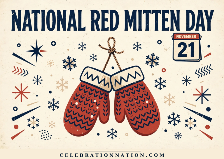 National Red Mitten Day poster