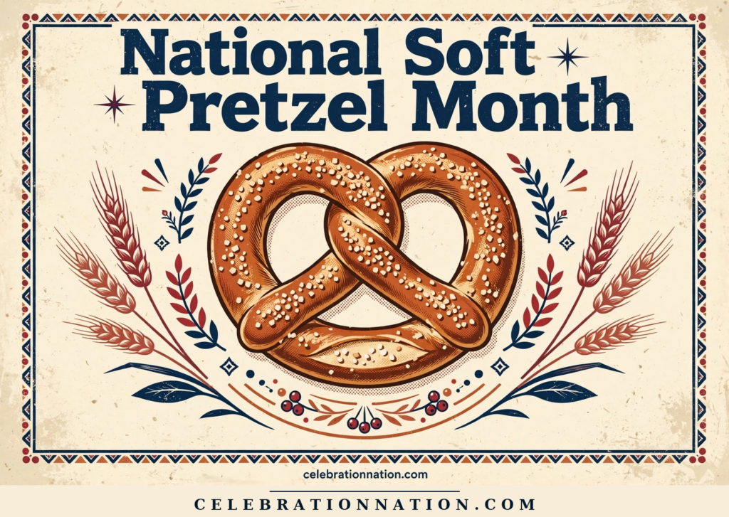 National Soft Pretzel Month poster