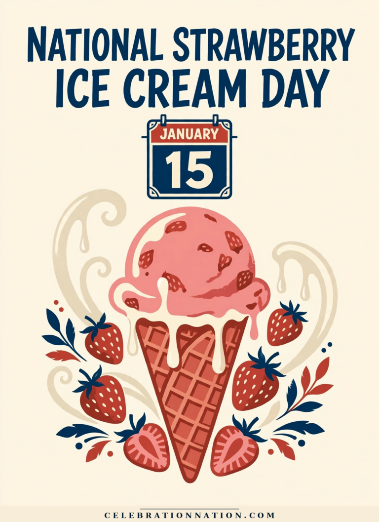 National Strawberry Ice Cream Day poster