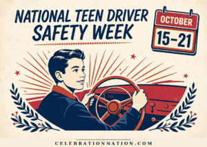 National Teen Driver Safety Week illustration, October 15-21, 2023