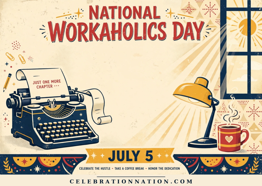 National Workaholics Day poster