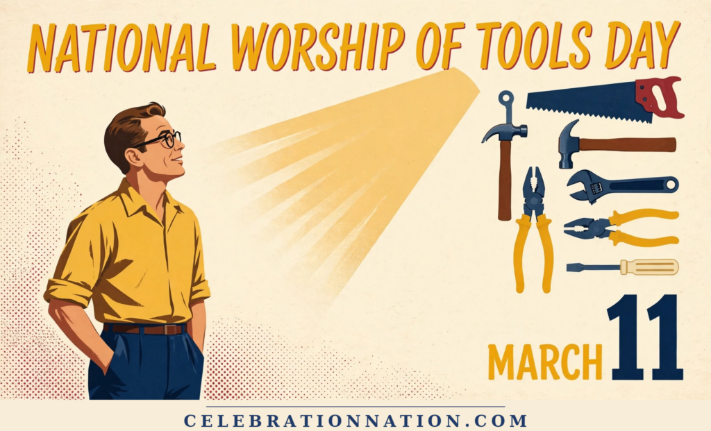 National Worship of Tools Day poster