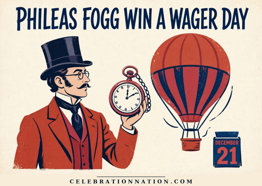 Phileas Fogg Win a Wager Day poster