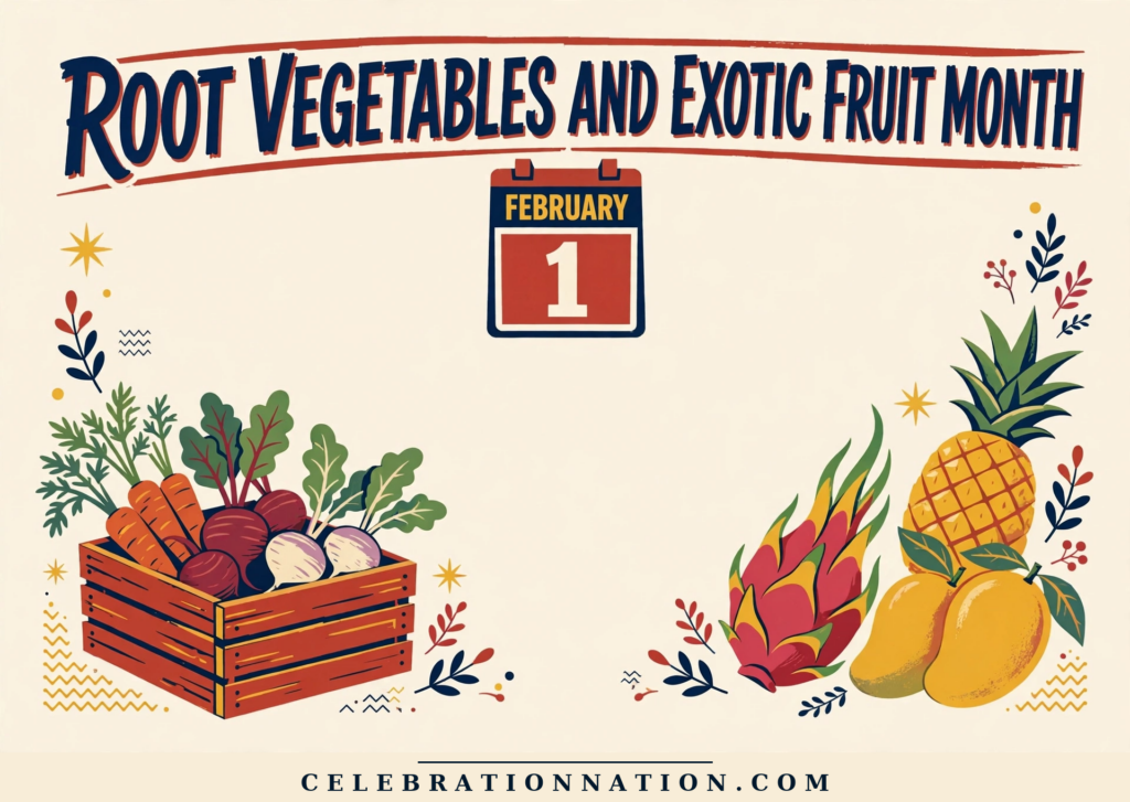 Root Vegetables and Exotic Fruit Month poster