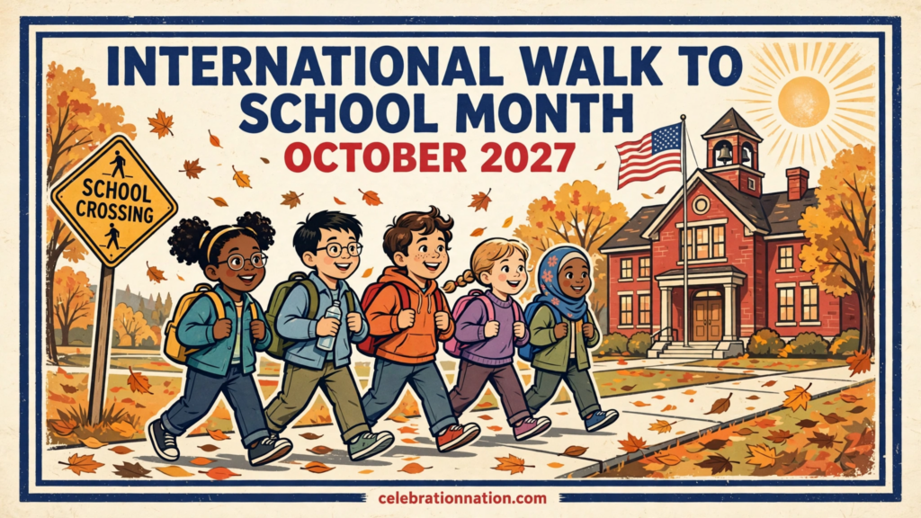 International Walk to School Month poster