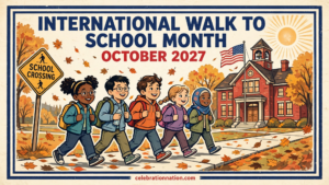 International Walk to School Month 16x9 landscape poster