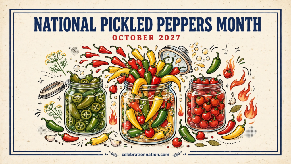 National Pickled Peppers Month poster