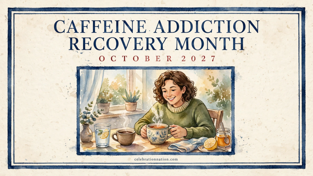 Caffeine Addiction Recovery Month poster