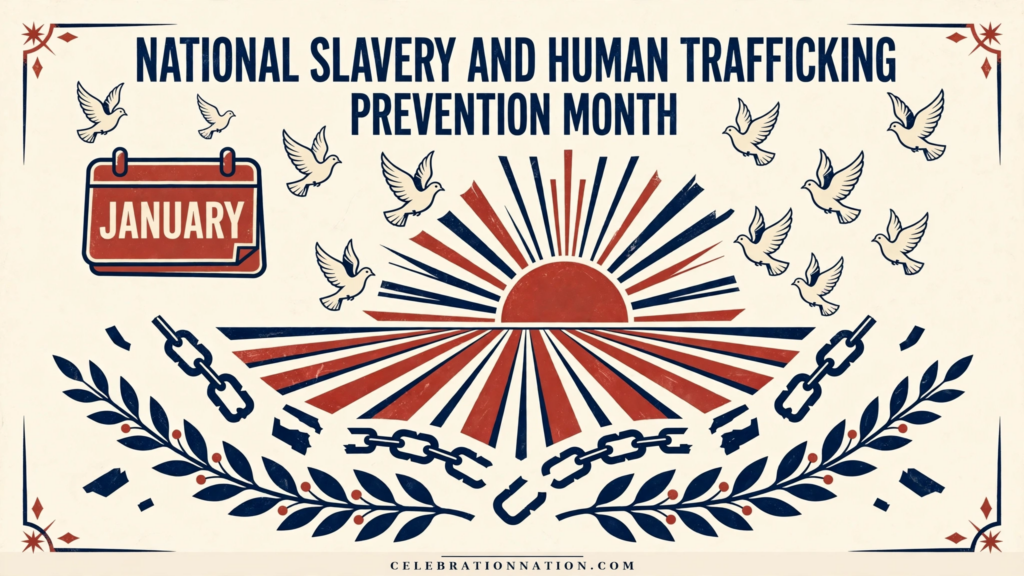 National Slavery and Human Trafficking Prevention Month poster