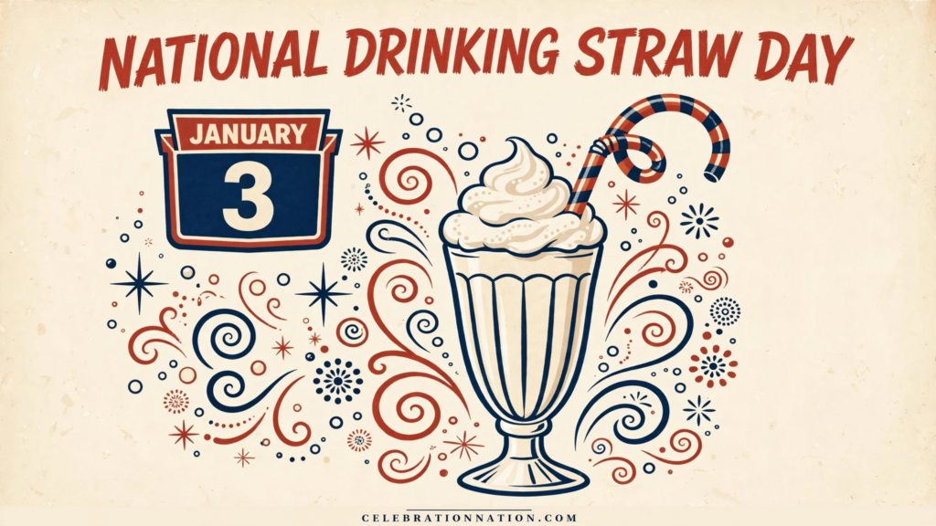 National Drinking Straw Day poster