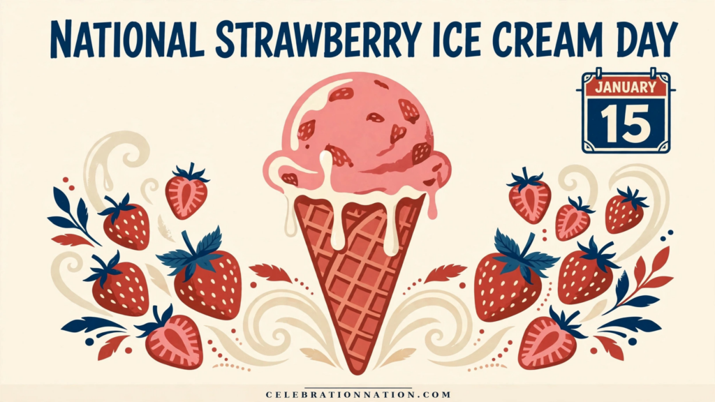 National Strawberry Ice Cream Day poster