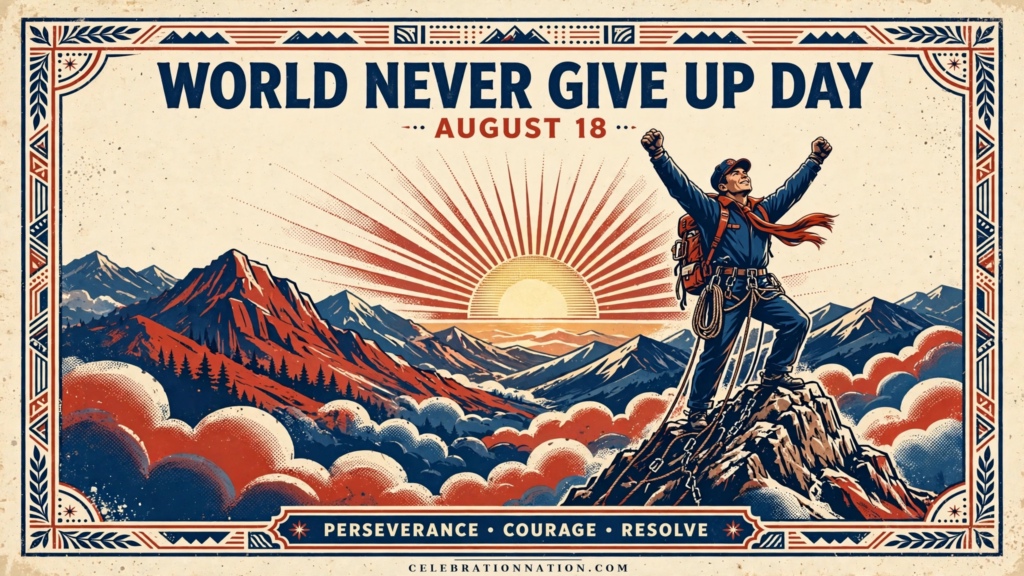 World Never Give Up Day poster